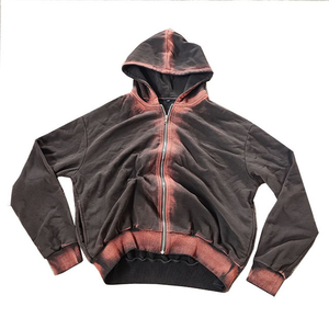 Sun Fade Custom Sweat Suit Survêtements surdimensionnés Acid Wash Sweat à capuche zippé et Jogger Set Hommes - Product Image 3