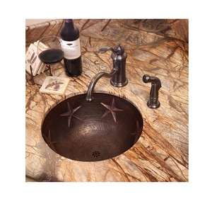 อ่างล้างมือในบาร์ทองแดงสีดำด้านสุดหรู24 "เคาน์เตอร์สองชั้นผู้ผลิตที่กำหนดเองสำหรับการซัก - Product Image 1