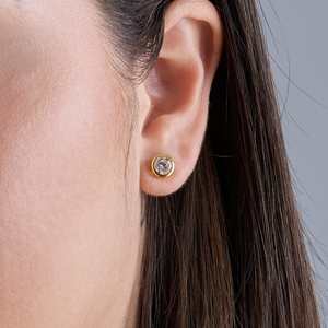 92.5 <b>Silver</b> <b>Stud</b> <b>Earrings</b> 183251 with Gold Plating Trendy Ball Arrow Heart Geometric Diamond & Pearl Bezel Set for Engagement - Product Image 2