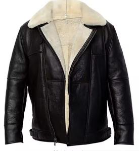 Chaqueta de Invierno de Cuero Sherpa para Hombre, Estilo Urbano, Cuello de Felpa, Diseño Elegante, Color Sólido, Cómoda y Abrigada para Clima Frío - Product Image 3