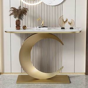 MOON Luxury Modern <b>Console</b> <b>Table</b> Contemporary Iron Frame with Marble Stone Top <b>for</b> <b>Entry</b> Villa Living Room or Hotel CST051 - Product Image 3