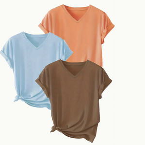 Logo personnalisé grande taille T-shirt imprimé béni col rond à manches courtes haut décontracté pour l'été printemps femmes grande taille femmes - Product Image 6