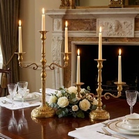 Candelabro Francés de Metal, Portavelas de 3 Brazos, Candelabro Alto para Centro de Mesa de Boda, Decoración Navideña para el Hogar