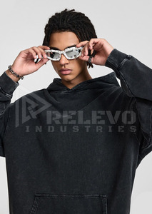 Nouveau sweat à capuche personnalisé en molleton épais délavé à l'acide 400G, coupe ample, lavage à la neige, sweat à capuche pour homme, prix bas - Product Image 5