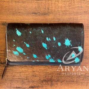 Gran oferta de carteras metálicas con solapa de cuero genuino para mujer, billetera con tarjeta de crédito de piel de vaca occidental, bolso de mano de lujo para teléfono - Product Image 1