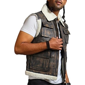 Gilet de motard en cuir de vachette ciré pour homme, coupe traditionnelle, conçu pour un confort au quotidien et un look moto intemporel et épuré. - Product Image 3