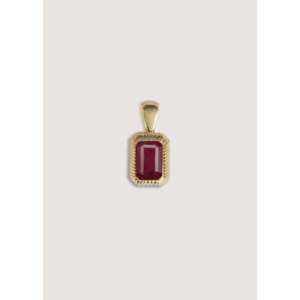 Lyra Handmade <b>Emerald</b> Cut <b>Pendant</b> with Ruby Bezel Set Number Pattern Rose Gold Platinum Charm Religious Style Rhodium Plated - Product Image 1