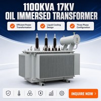 Transformateur de distribution immergé dans l'huile 1100KVA 17KV Série S13, triphasé, à remplissage liquide, contrôlé intelligemment