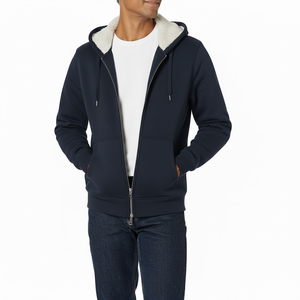 Sweat à capuche surdimensionné en coton lourd personnalisé 500 g/m², fermeture éclair intégrale pour homme, streetwear vierge, double fermeture éclair - Product Image 3