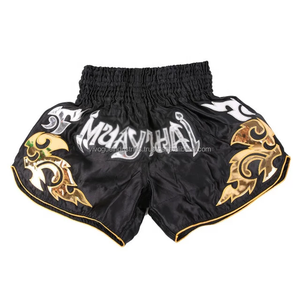 Pantalones cortos de boxeo Muay Thai negros personalizados para hombre 100% nailon poliéster Muay Thai pantalones cortos deportivos de secado rápido sublimación Muay Thai Shorts - Product Image 6