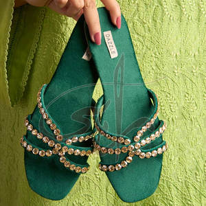 Daily Use Anti-Slippery Velvet Women Slide for with Genuine Leather Midsole Velvet Lining-<b>Designer</b> Summer Outing Footwear - Product Image 3