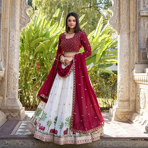 Hermoso Lehenga Choli de Georgette con Lentejuelas y Bordado de Hilo para Bodas y Fiestas - Product Image 1
