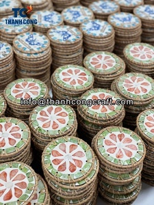Juego de posavasos de madreperla con ratán tejido a mano, vajilla sostenible hecha a mano, proveedor de exportación artesanal de pueblo de Vietnam - Product Image 4