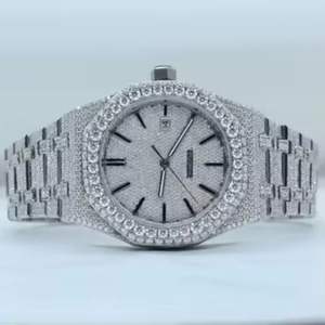 Montre de luxe en or VVS Moissanite pour hommes, aps uniques, montre-bracelet étanche en diamant pour hommes, conception de pièces carrées en acier inoxydable à quartz - Product Image 1