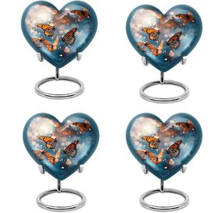 Set of 4 American Style 3 Inch Butterfly Flying Memorial Keepsake <b>Urns</b> Heart <b>Pet</b> <b>Urns</b> - Product Image 1