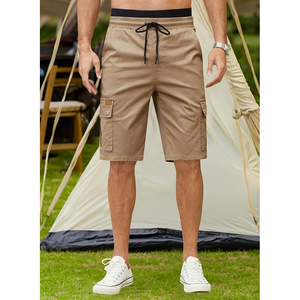 Pantalones cortos informales para hombre, pantalones cortos de algodón con cordón, verano, playa, sarga elástica, Chino, pantalones cortos de golf, pantalones cortos Cargo para hombre - Product Image 4