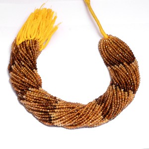 Cuentas redondas microfacetadas de turmalina natural de 3mm | Hilo de 13 "| Cuentas sueltas de piedras preciosas semipreciosas de turmalina amarilla múltiple - Product Image 1