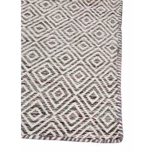 Tapis géométrique Abrash Adwv-13047 gris et noir en laine et viscose à tissage plat pour la maison, le couloir, le salon, le bureau des adolescents - Rectangulaire - Product Image 4