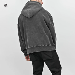 Usine de haute qualité en gros Logo personnalisé 400gsm coton mélangé unisexe surdimensionné goutte épaule lavé à l'acide sweats à capuche pour hommes femmes - Product Image 6