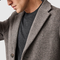 Manteau classique en laine à revers cranté pour homme Manteau long d'affaires gris vison pour les déplacements en hiver Tenue de cérémonie à simple boutonnage