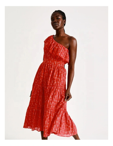 Vestido de Verano 2025 Ecológico Vintage de Algodón Casual con Hombro Descubierto, Falda con Volantes y Detalle de Fruncido en el Escote - Product Image 4