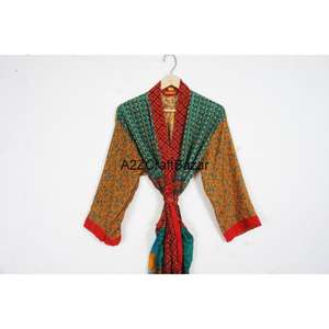 Bata Kimono de Seda 100% de Alta Calidad con Cuello en V, Diseño de Parches, Larga, con Cierre de Cordón, para Primavera/Verano, Ropa de Estar de Lujo - Product Image 2