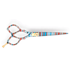 Tijeras de peluquería recubiertas de papel personalizadas 2023, tijeras de peluquería de acero inoxidable con tornillo ajustable dorado y reposapiés - Product Image 6