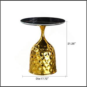 Wholesale Modern Style Custom Hammered Metal <b>Coffee</b> <b>Table</b> with Bedroom Nightstand Metal Iron Circular Natural Marble Side <b>Table</b> - Product Image 6