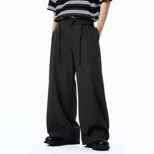 Men's Curved <b>Wide</b>-<b>Leg</b> Chinos High Street <b>Cargo</b> Cleanfit Casual Trousers Fit Sweatpants for Men - Product Image 2