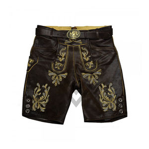 Short en cuir bavarois de qualité supérieure pour homme, style classique, décoration unie avec boutons embossés, longueur genou, rue moyenne - Product Image 5