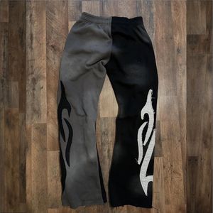 Custom Men Midweight Cotton Patchwork Street Sweatpants Distressed Stone Wash Vintage Applique Embroidery Eco-Friendly - Product Image 4