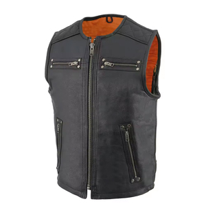 Gilet en cuir réversible imperméable coupe-vent à séchage rapide respirant sans manches Logo de couleur personnalisé Vêtement d'extérieur de haute qualité pour hommes - Product Image 4