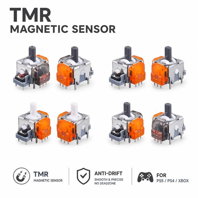 Ginfull TMR Magnetic Joystick Anti-Drift for PS5 Controller 3D Analog Stick Sensor Module Replacement for Xbox One