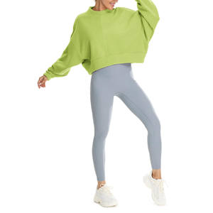 Jersey con estampado personalizado, ropa de calle, logotipo bordado, sudadera de cuello redondo, sudadera recortada de Yoga, gimnasio, entrenamiento, sudadera para mujer de punto - Product Image 3