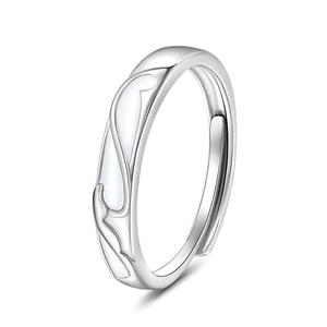Jeulia Glowing Rhodium Plated Sterling <b>Silver</b> Men's <b>Band</b>-Trendy Hiphop Engagement <b>Ring</b> - Product Image 2