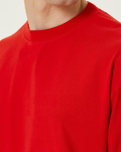 เสื้อยืดคอกลมสีพื้นคุณภาพสูง แขนเสื้อแบบดรอปโชลเดอร์ สไตล์ลำลอง ขายส่งจากโรงงานผู้ผลิตและผู้จัดจำหน่าย - Product Image 6