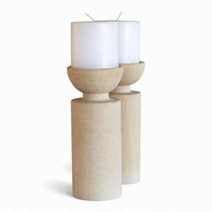 Juego de Portavelas Cilíndricos de Madera Natural Minimalista Moderno con Acabado Liso para Decoración del Hogar Contemporáneo - Product Image 6