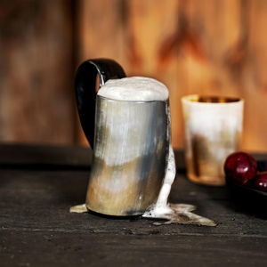 Taza de cuerno hecha a mano, auténtica bebida inspirada en Vikingo de Crescent Crafts - Product Image 2
