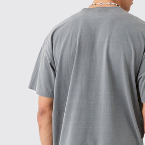 เสื้อยืดผ้าฝ้าย100% โอเวอร์ไซส์ของผู้ชายแบบพรีเมียมเสื้อแนวสตรีทโชว์ไหล่250gsm หนาสำหรับใส่โลโก้ด้านหน้าขนาดใหญ่พิเศษของคนอ้วน - Product Image 5