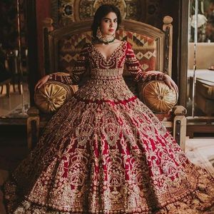 อินเทรนด์Heavy Zariเย็บปักถักร้อยบนเจ้าสาวAnarkali & Lehengaชุดประดับคริสตัลลูกปัดแก้ว,dabkaทํางานสําหรับงานแต่งงาน@2024 - Product Image 3