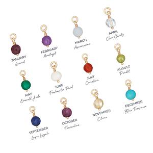 Petite pierre de naissance breloque 3mm pierre ronde à facettes, collier pendentif en pierre précieuse plaqué argent fait main pour la fabrication de bijoux - Product Image 5