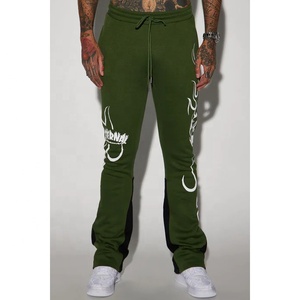 Conjunto de chándal personalizado de dos piezas de lana con lavado ácido, pantalones de chándal acampanados vintage desgastados de gran tamaño para hombre - Product Image 2