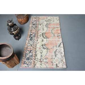 Vintage 2.5 X 4.7ft grande surface tapis turc classique 4m Rectangle Patchwork Design rose bleu laine jonc de mer matériel Latex tapis de chambre - Product Image 1