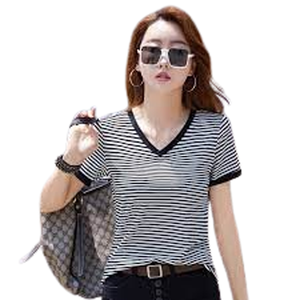 เสื้อยืดผู้หญิงลายสัตว์ ทรงเข้ารูป คอวี ผ้าไหม/ผ้าฝ้าย กันยับ ดีไซน์ใหม่ แฟชั่น คุณภาพสูง สินค้าส่งออก - Product Image 1