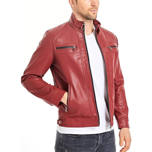 Veste de moto en cuir tendance avec poches zippées - Product Image 3