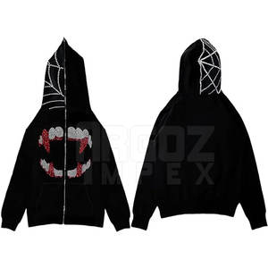 OEM Custom Made Hommes de grande taille Rhinestone Hoodies Prix Vêtements d'hiver avec col à capuche - Product Image 1