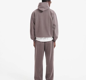 Conjunto de Sudadera con Capucha y Pantalones de Felpa de Algodón Grueso con Lavado Ácido, Personalizado OEM, 2 Piezas, Liso, Vintage, para Hombre - Product Image 5