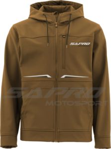 Veste de moto softshell imperméable et respirante pour homme, coupe ajustée, avec revers et ourlet tricotés, protection CE intégrée, capuche, modèle Sapro Hiver - Product Image 5