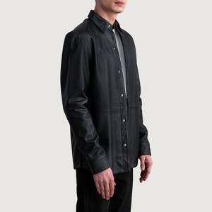 เสื้อเชิ้ตหนังสีดำทรงเข้ารูปสำหรับผู้ชาย แบรนด์ Haven รุ่น ODM ผ้าฝ้าย 100% สำหรับฤดูใบไม้ร่วง ไซส์ XL - Product Image 2