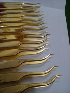 Pinzas de pestañas chapadas en oro de precio al por mayor, pinzas de extensión de pestañas personalizadas de acero inoxidable de alta precisión de la mejor calidad - Product Image 3